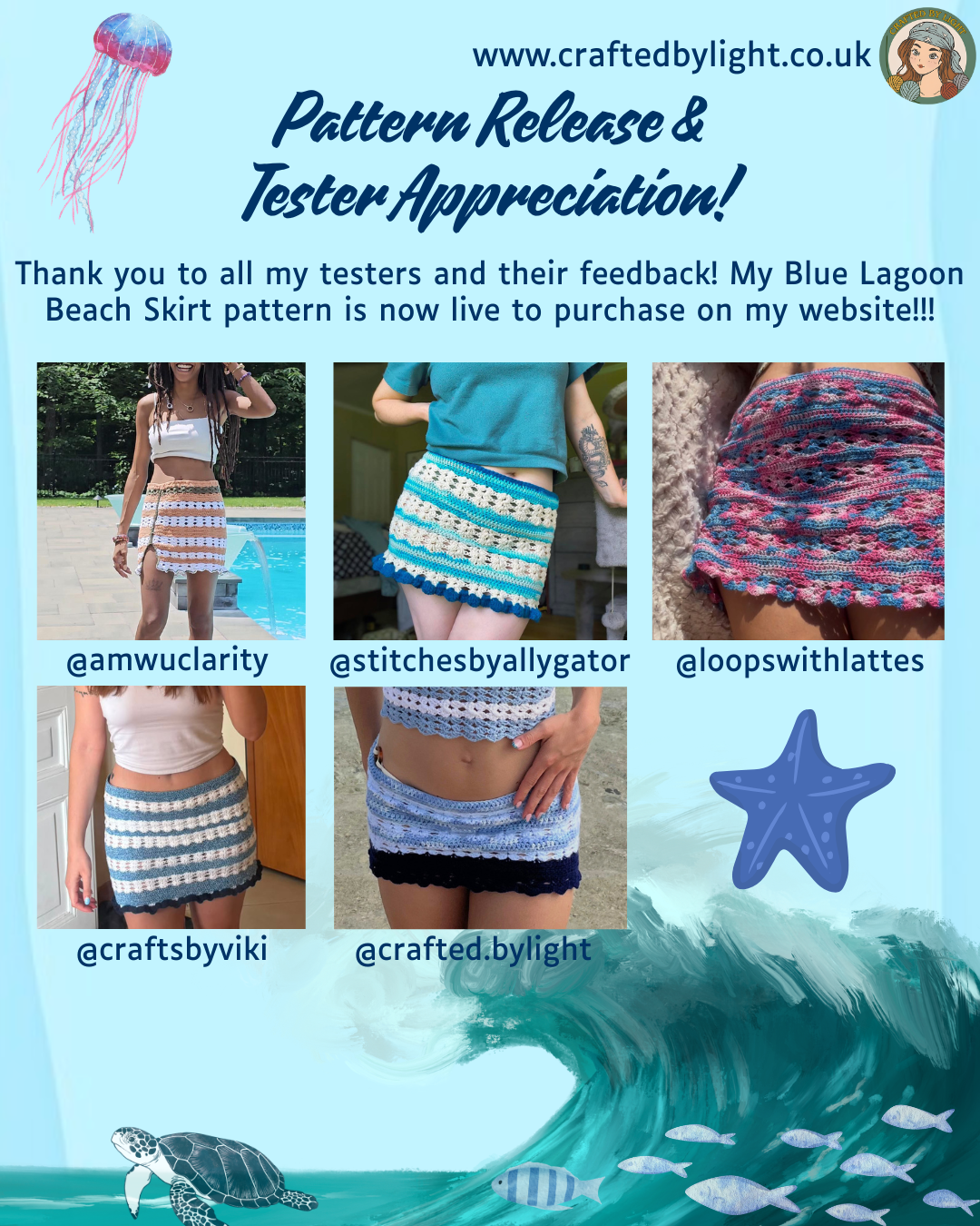 Blue Lagoon Beach Skirt Crochet Pattern PDF Easy Crochet Skirt Pattern Instant Download Crochet Wearable Pattern UK