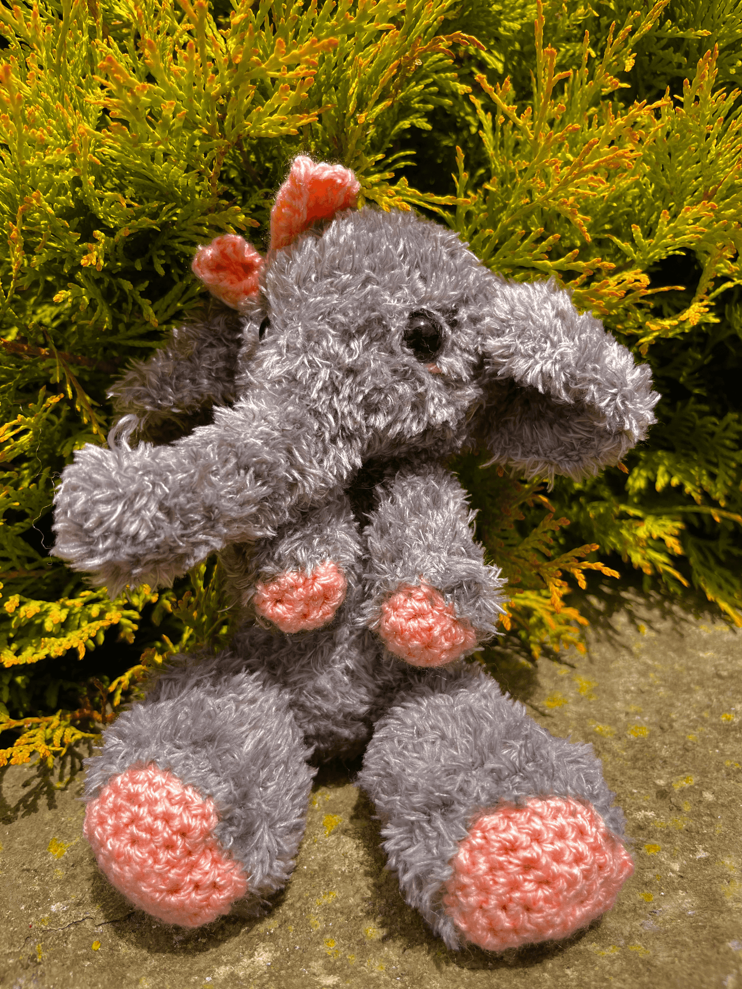 Handmade crochet elephant plush Nellie fluffy African elephant amigurumi safari animal toy handmade plushie UK