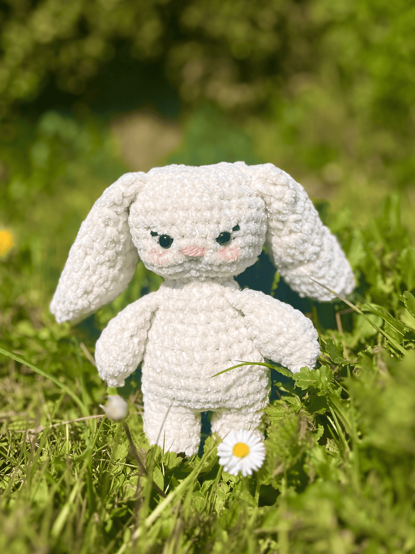 Zara the Easter rabbit crochet plush in cream white and chocolate brown, cute handmade bunny toy and Easter gift