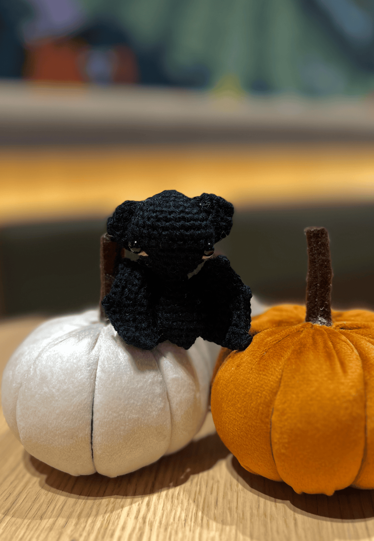 Cute handmade crochet bat keychain Halloween accessory bat amigurumi spooky bag charm gothic crochet accessory UK