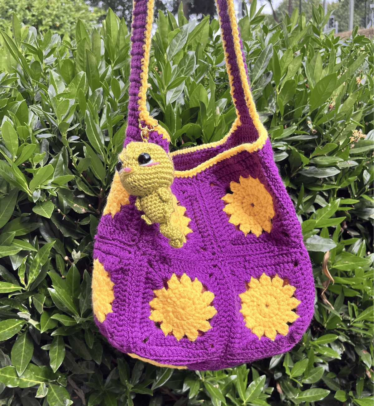 Handmade Rapunzel inspired crochet bag based on Disney Tangled