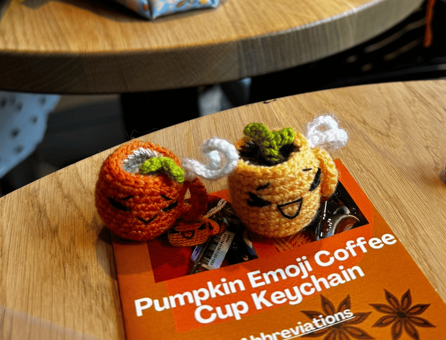 Emoji Pumpkin Coffee Cup Keychain