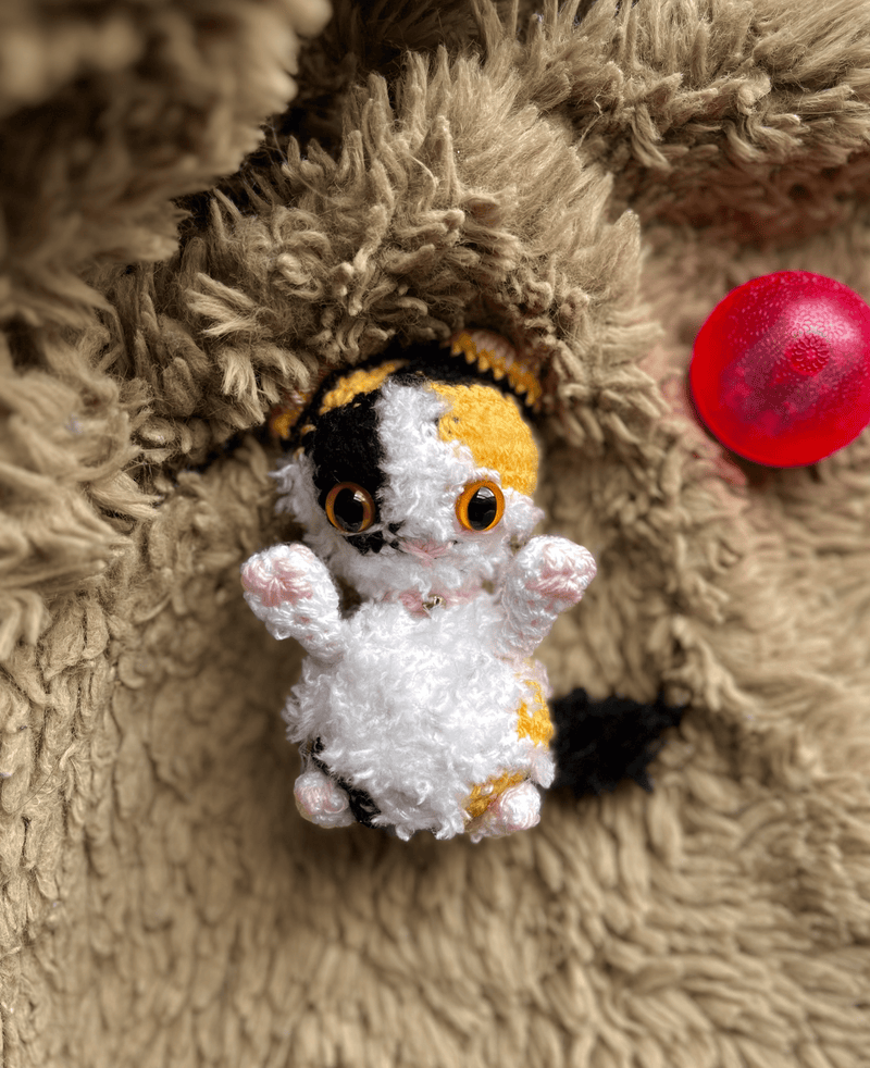 Handmade mini crochet Norwegian Forest Cat commission custom amigurumi cat plush personalised crochet pet keepsake UK