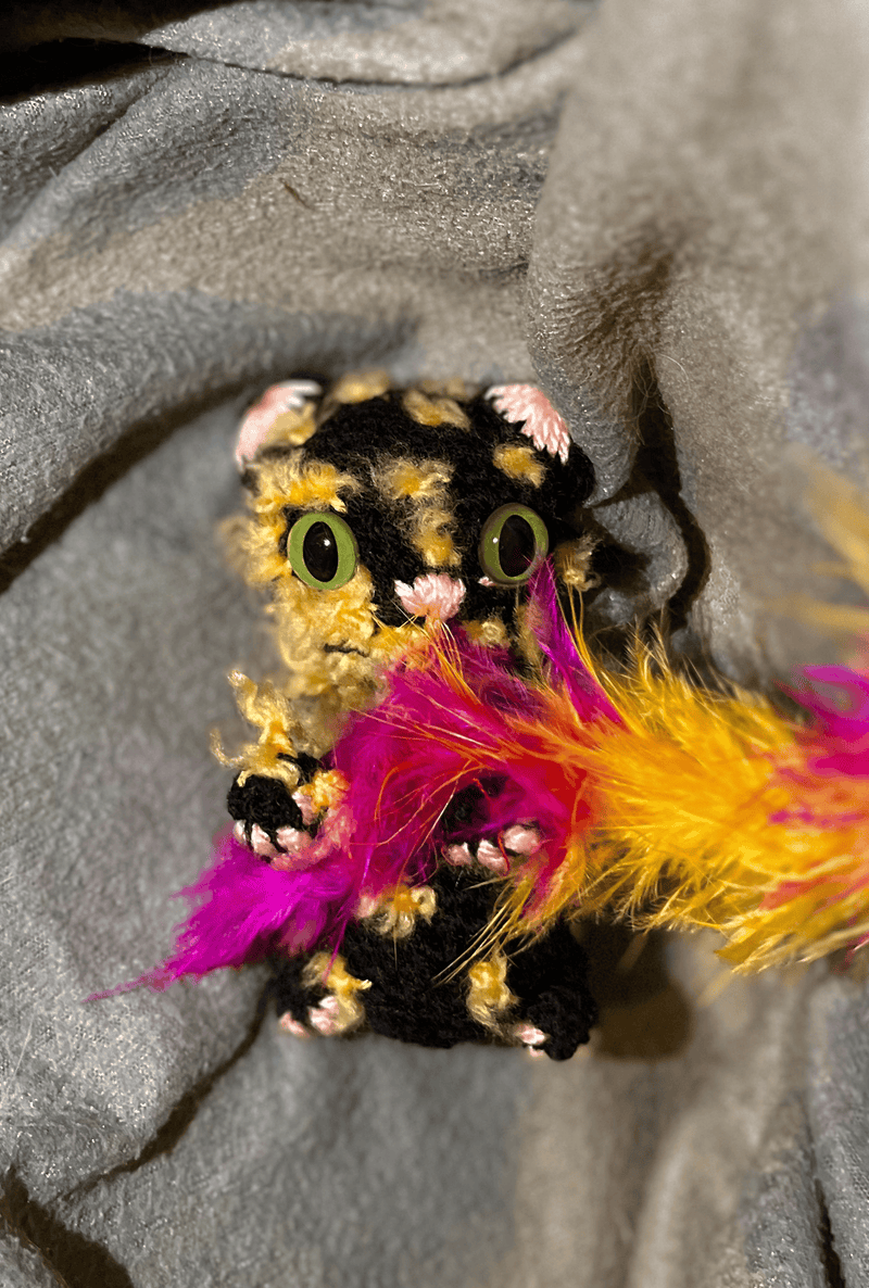 Handmade mini crochet domestic longhair cat commission custom amigurumi cat plush personalised crochet pet keepsake UK