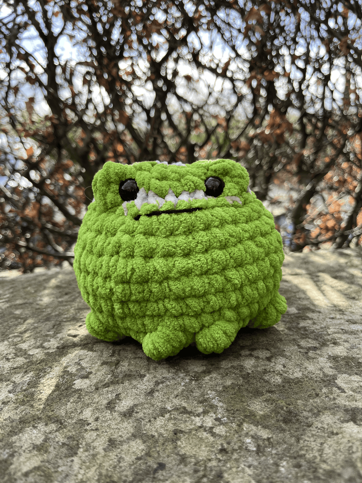 Big Chubby Frog large handmade crochet frog plush with round body by Crafted by Light