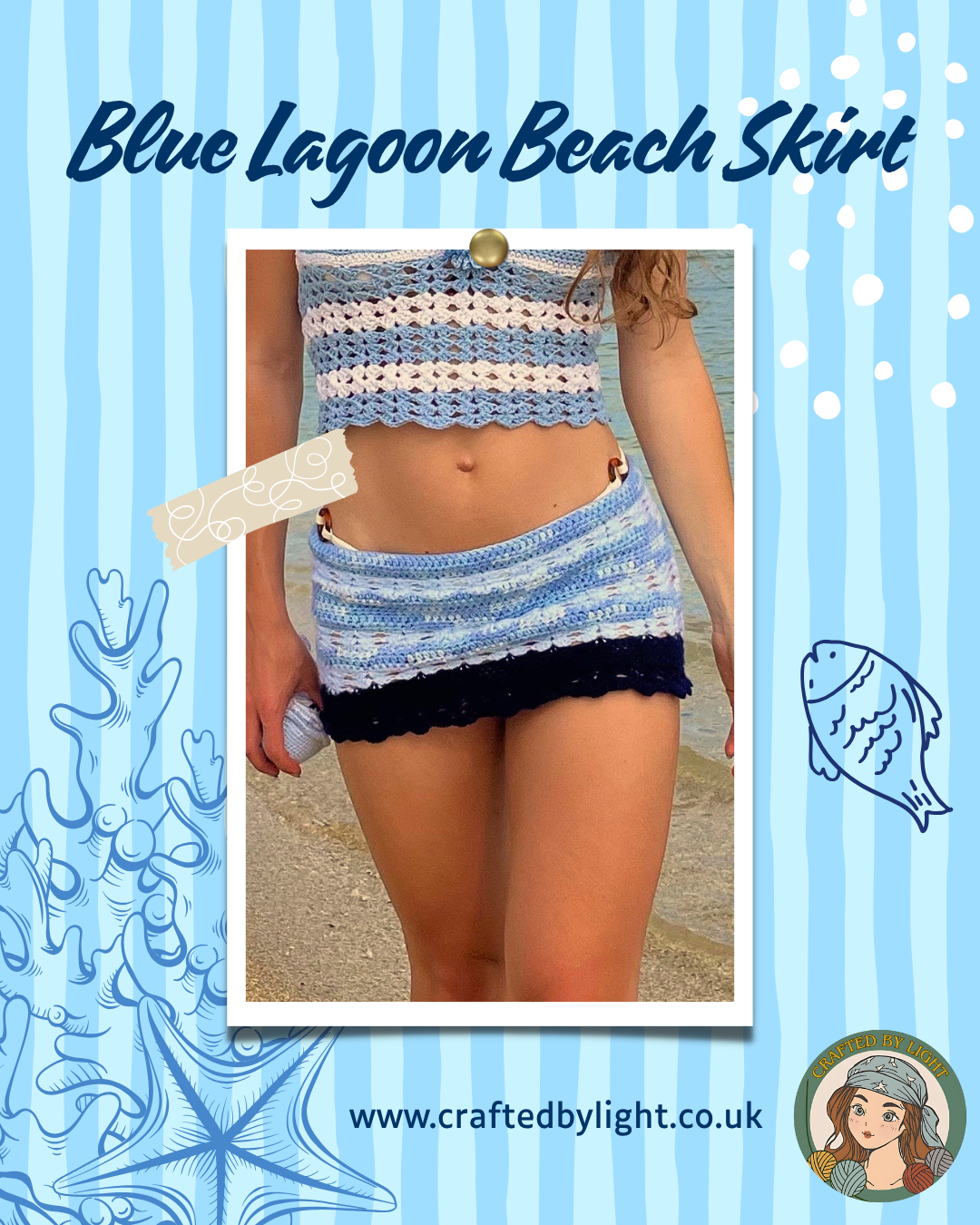 Blue Lagoon Beach Skirt Crochet Pattern PDF Easy Crochet Skirt Pattern Instant Download Crochet Wearable Pattern UK