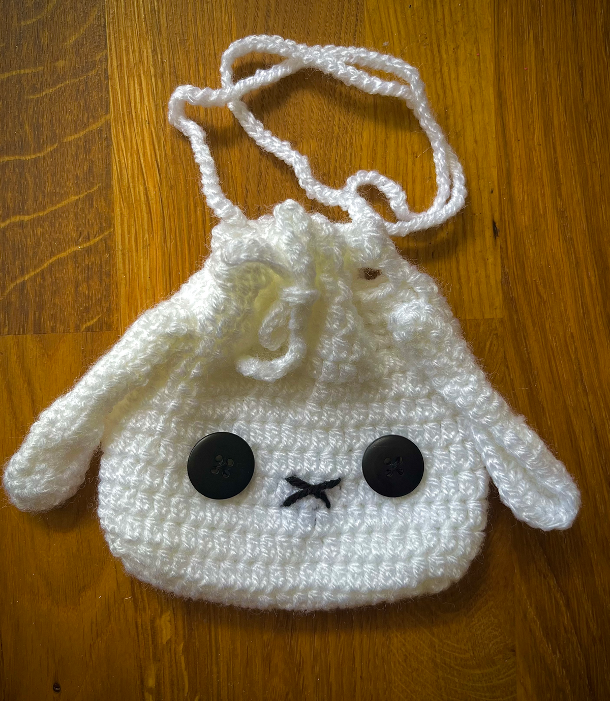 Handmade crochet Halloween treat pouch for trick or treating, carrying sweets and Halloween candy