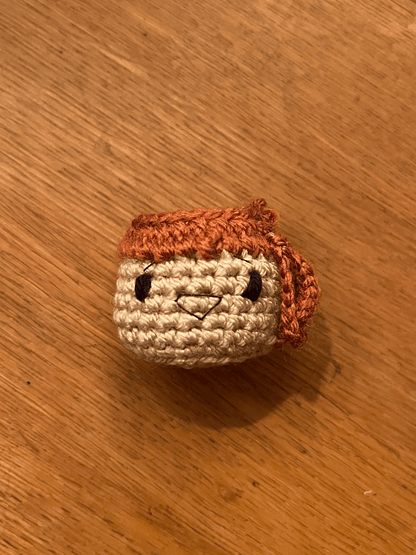 Acorn crochet emoji coffee cup keychain, autumn woodland accessory and cottagecore bag charm
