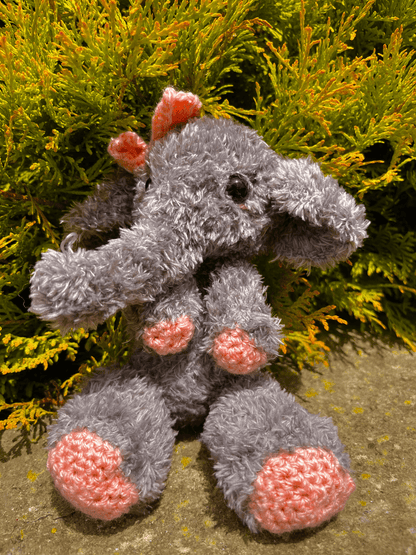 Handmade crochet elephant plush Nellie fluffy African elephant amigurumi safari animal toy handmade plushie UK
