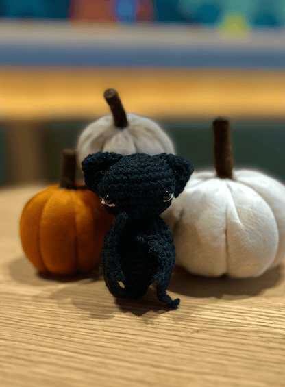 Cute handmade crochet bat keychain Halloween accessory bat amigurumi spooky bag charm gothic crochet accessory UK