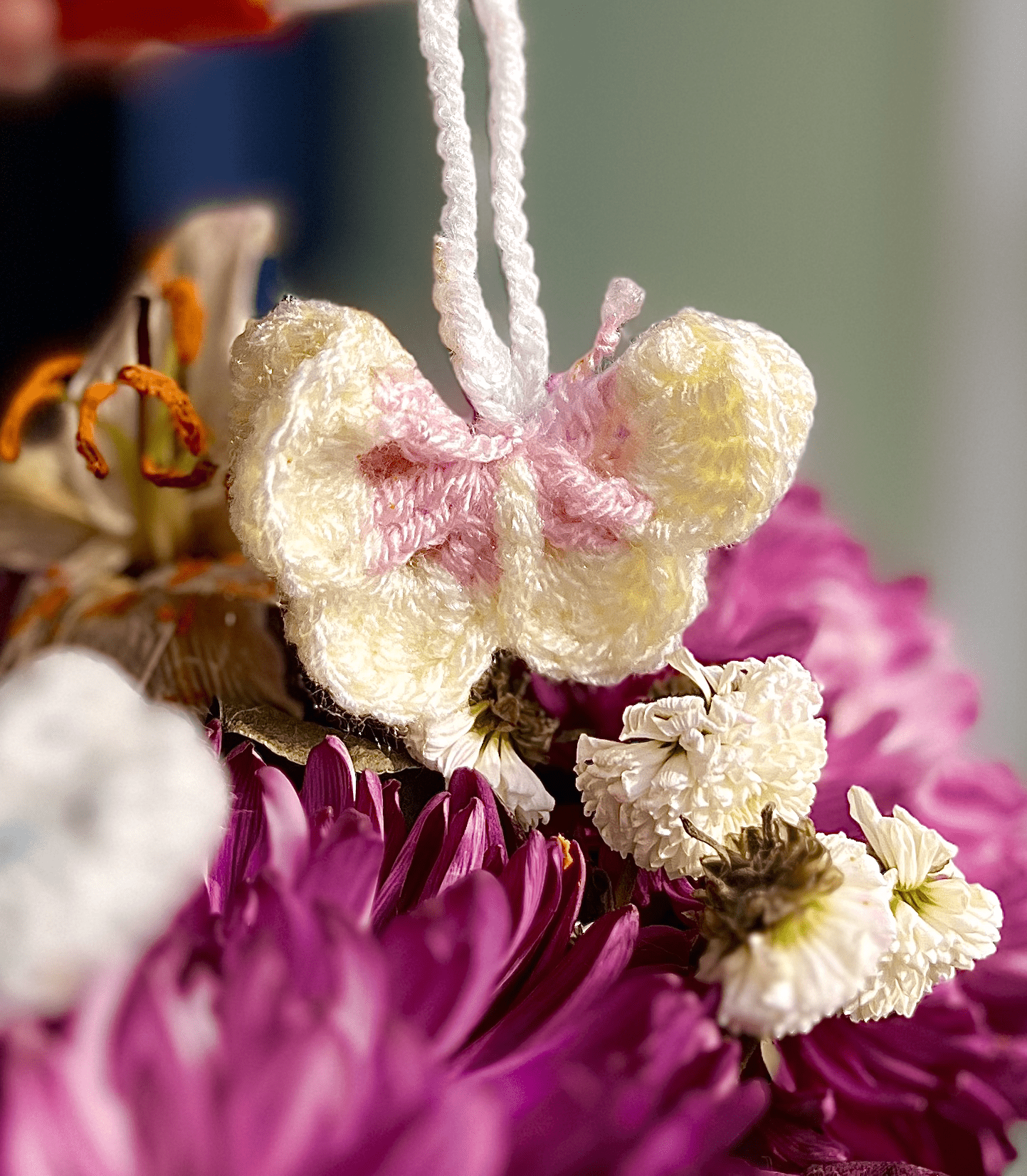 Handmade Crochet Butterfly Keychain Cute Butterfly Keyring Crochet Bag Charm Cottagecore Nature Inspired Accessory UK