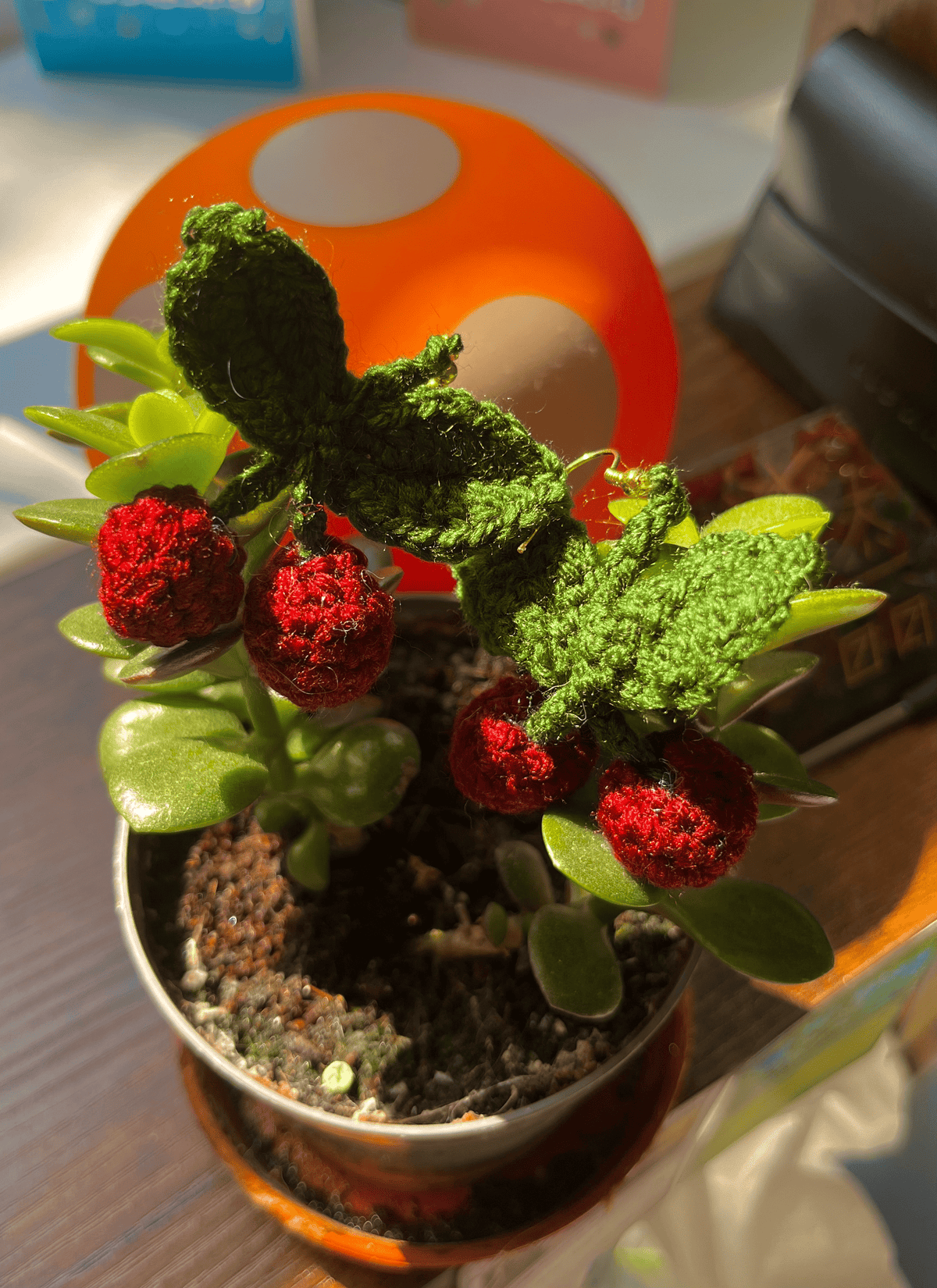 Handmade crochet cherry earrings cute fruit jewellery lightweight crochet statement earrings cottagecore accessories UK