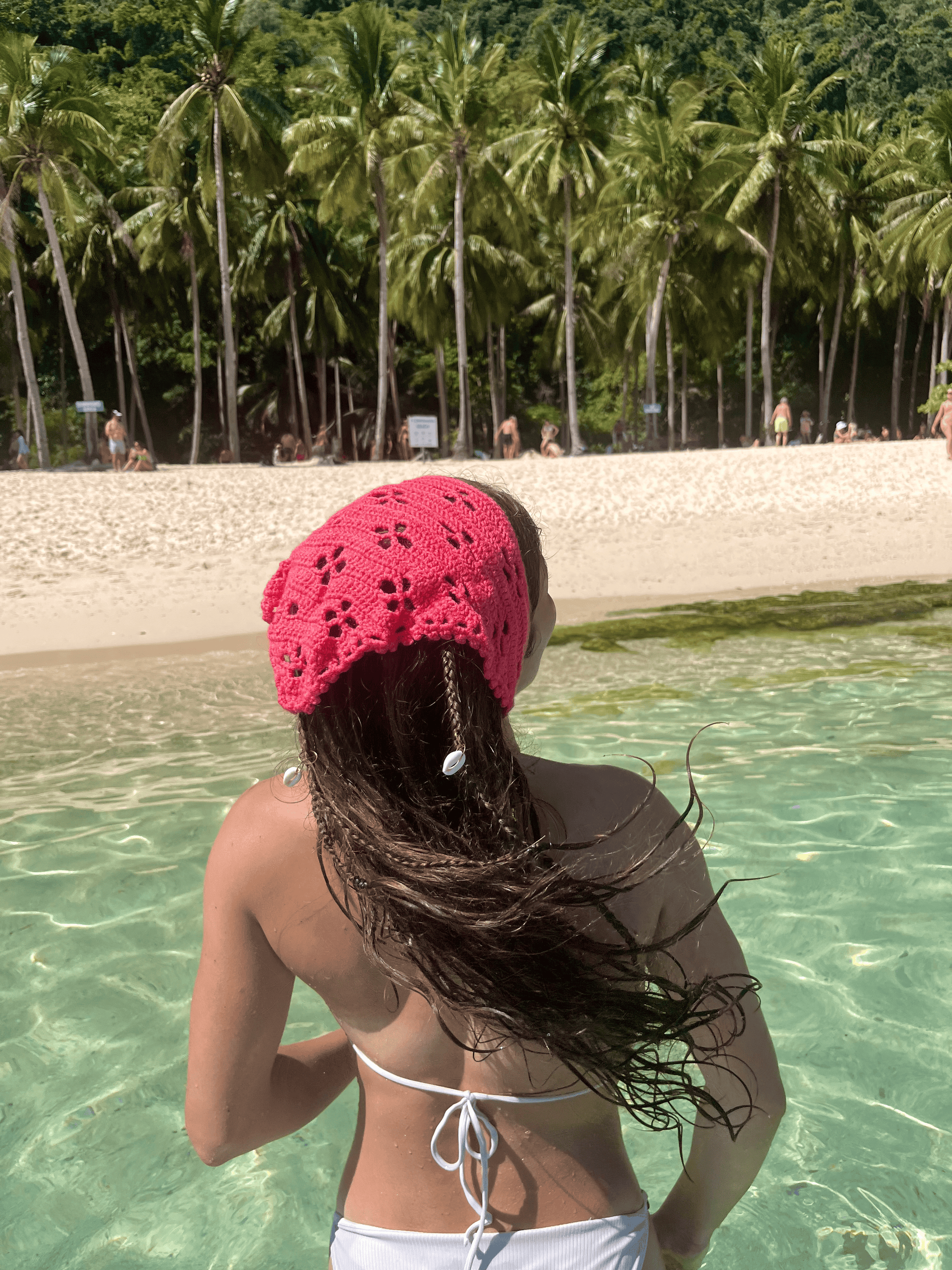Handmade Clover Crochet Bandana Cottagecore Headwear Crochet Hair Scarf Nature Inspired Handmade Crochet Wearable UK
