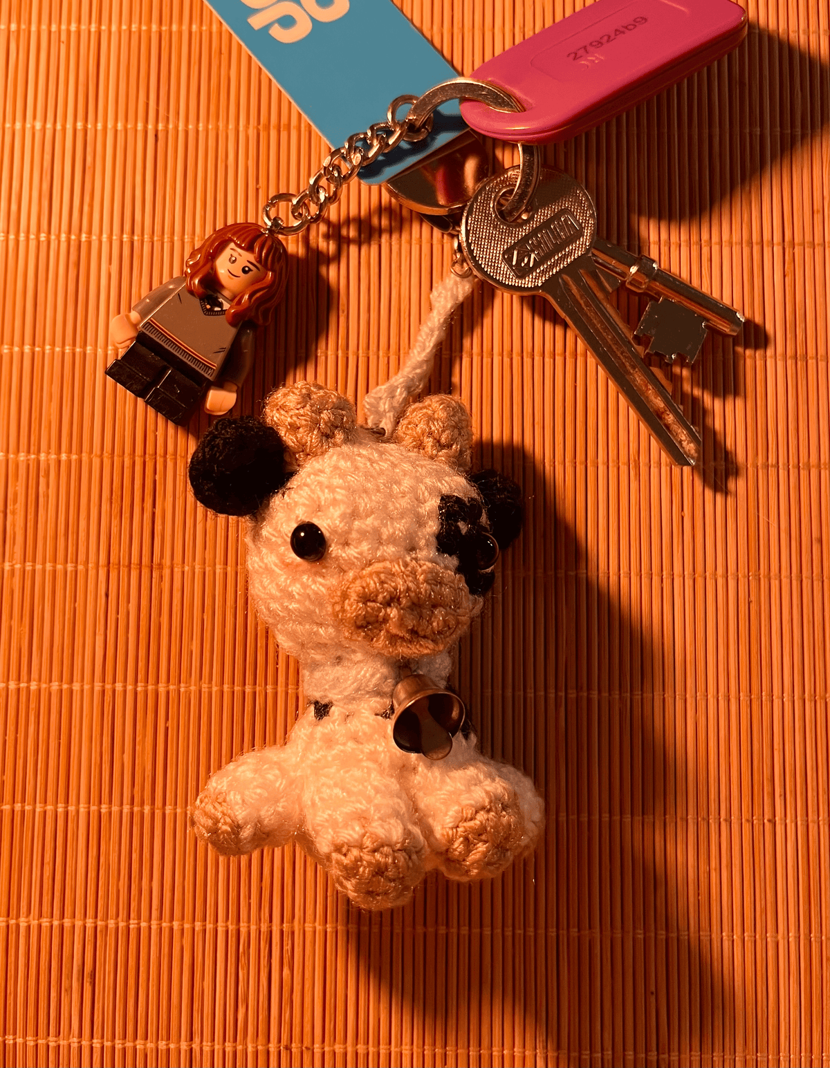 Handmade crochet cow keychain Holstein Friesian animal keyring crochet bag charm cute handmade crochet accessory UK