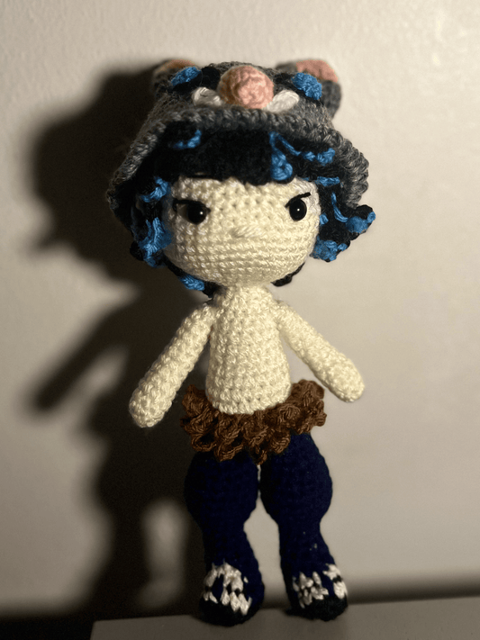 Inosuke Hashibira inspired crochet character doll and handmade anime collectible