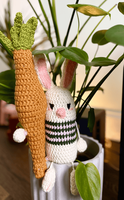 Handmade Crochet Easter Bunny with Detachable Carrot Easter Bunny Crochet Amigurumi Plush Crochet Toy Handmade Easter Gift UK