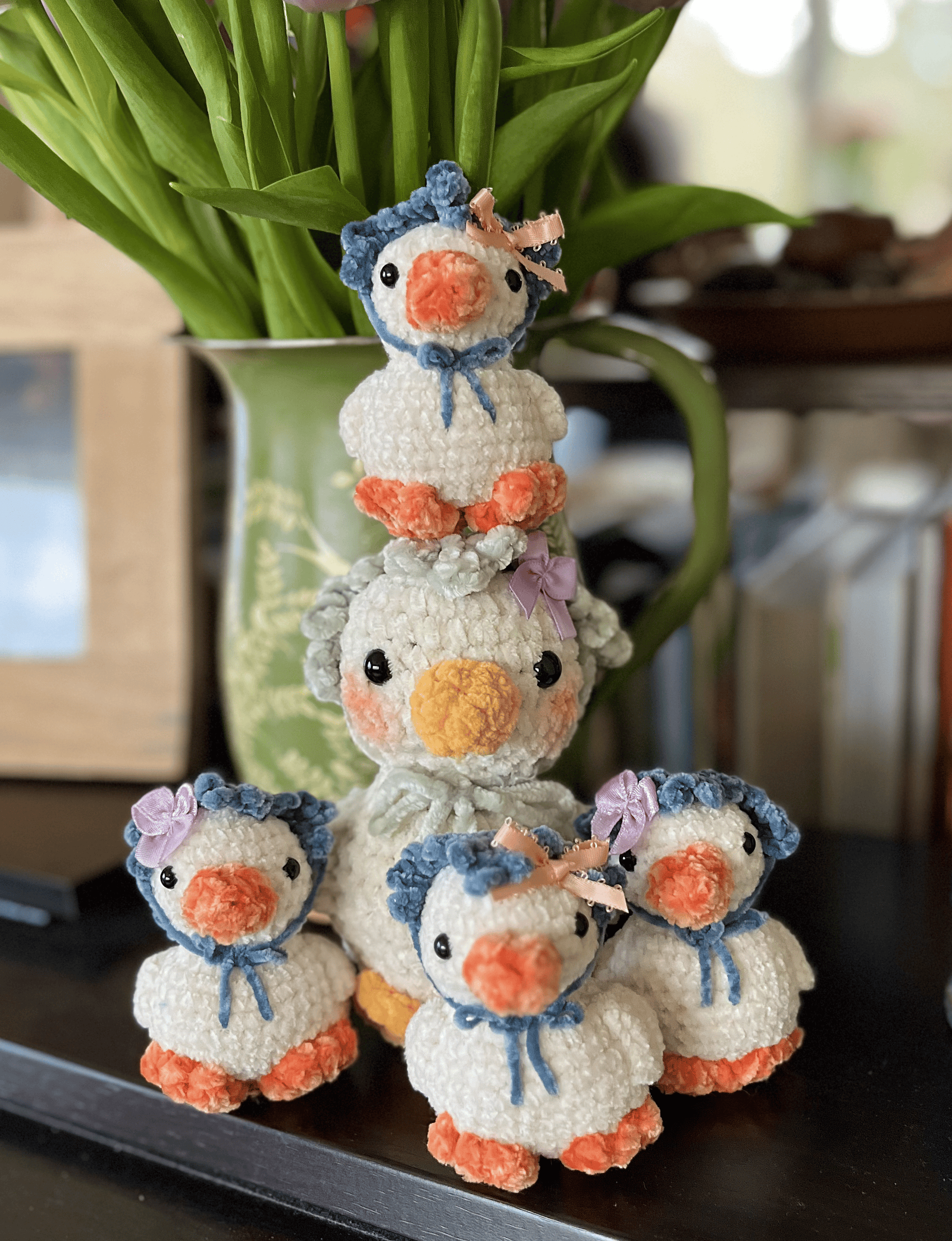 Meadow Ducklings handmade crochet plush ducks with bandanas in small and medium sizes