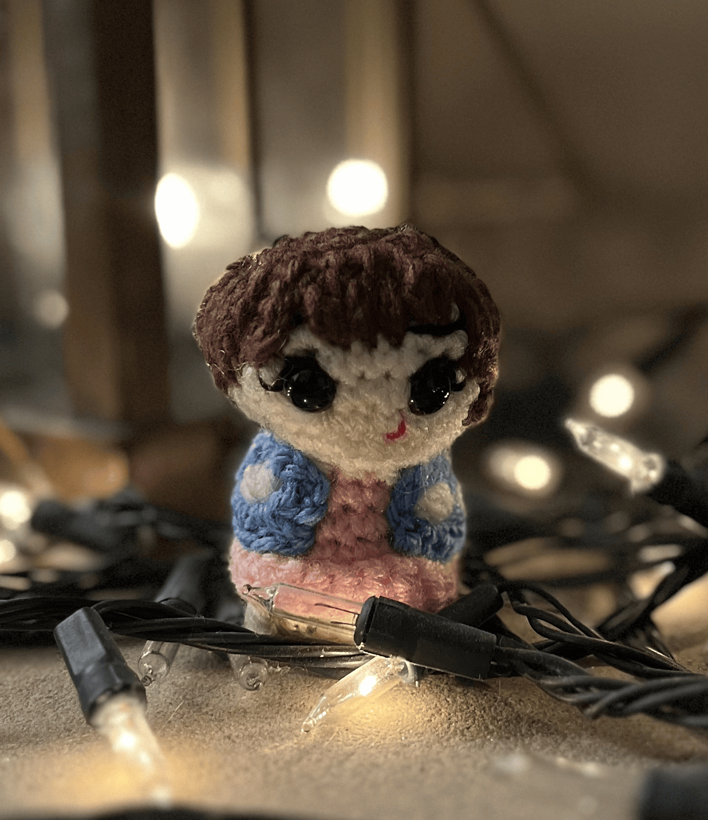 Eleven inspired handmade crochet Stranger Things character decoration