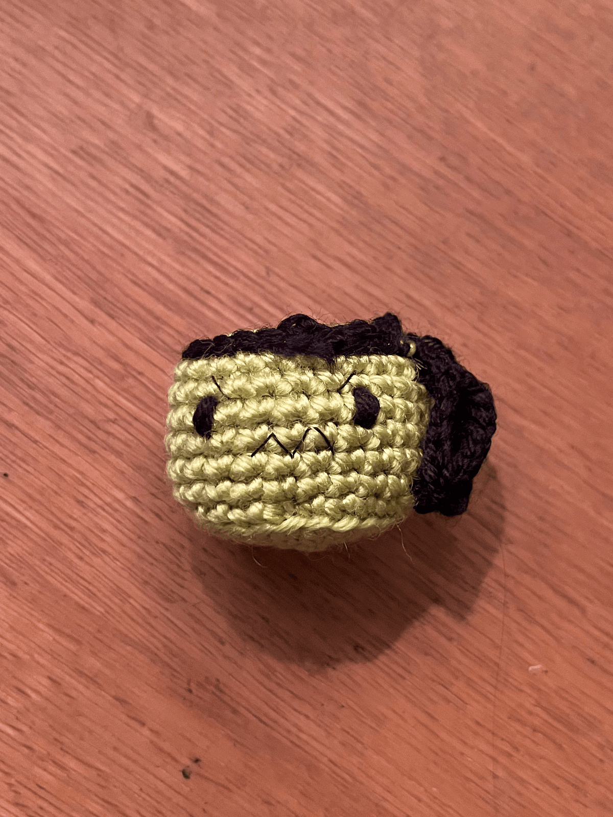Frankenstein's Monster crochet emoji coffee cup keychain, spooky Halloween bag charm