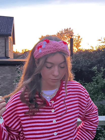 Crochet mushroom accessory set styled as cottagecore and woodland autumn fashion