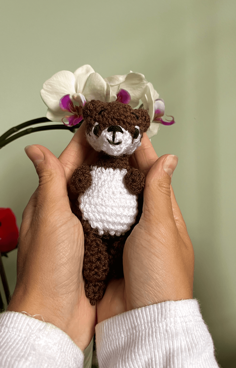 Handmade crochet river otter commission custom amigurumi otter plush personalised crochet keepsake UK