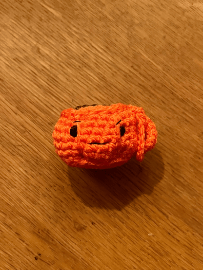 Pumpkin crochet emoji coffee cup keychain, Halloween and autumn seasonal accessory