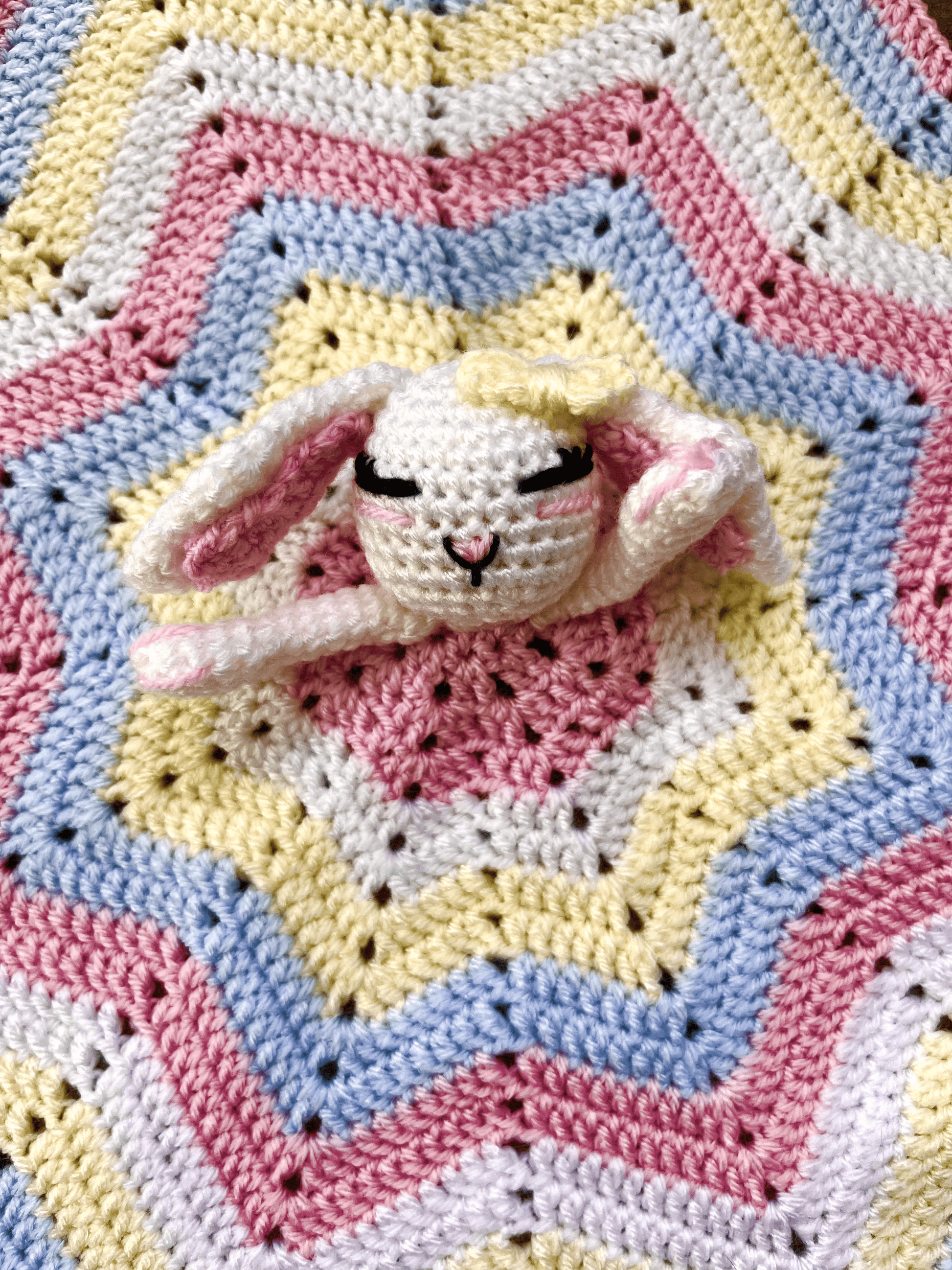 Handmade Crochet Bunny Baby Comforter Soft Baby Comfort Toy Crochet Lovey Baby Shower Gift New Baby Gift UK
