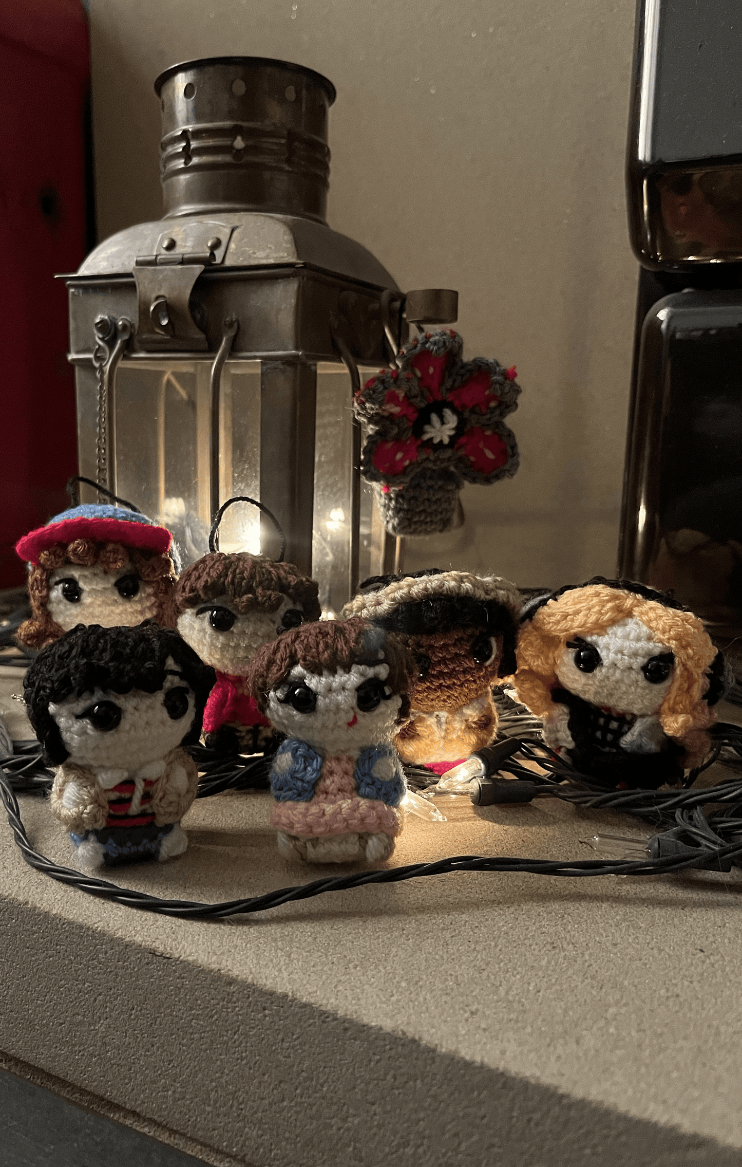 Stranger Things inspired crochet decoration collection with Eleven Mike Will Dustin Lucas Max and Demogorgon