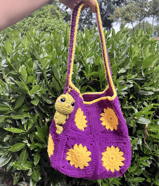 Tangled inspired handmade crochet bag with Pascal crochet keyring accessory
