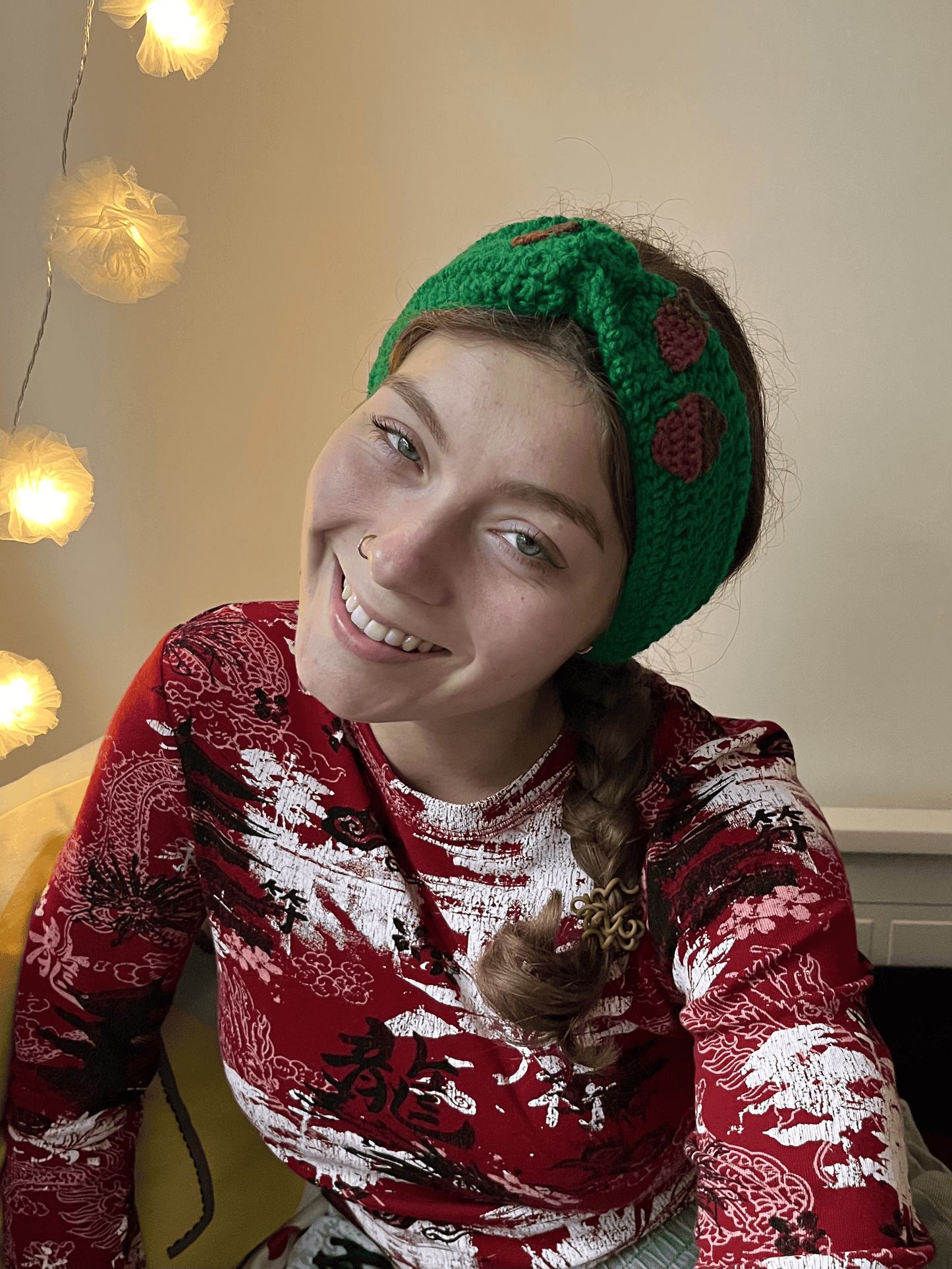Handmade crochet acorn headwarmer, cosy woodland autumn headband and ear warmer