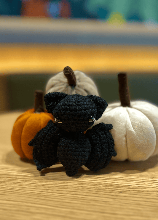 Cute handmade crochet bat keychain Halloween accessory bat amigurumi spooky bag charm gothic crochet accessory UK