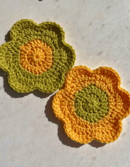 Handmade Crochet Flower Coasters Floral Cottagecore Home Decor Boho Crochet Decor Handmade Table Accessories UK