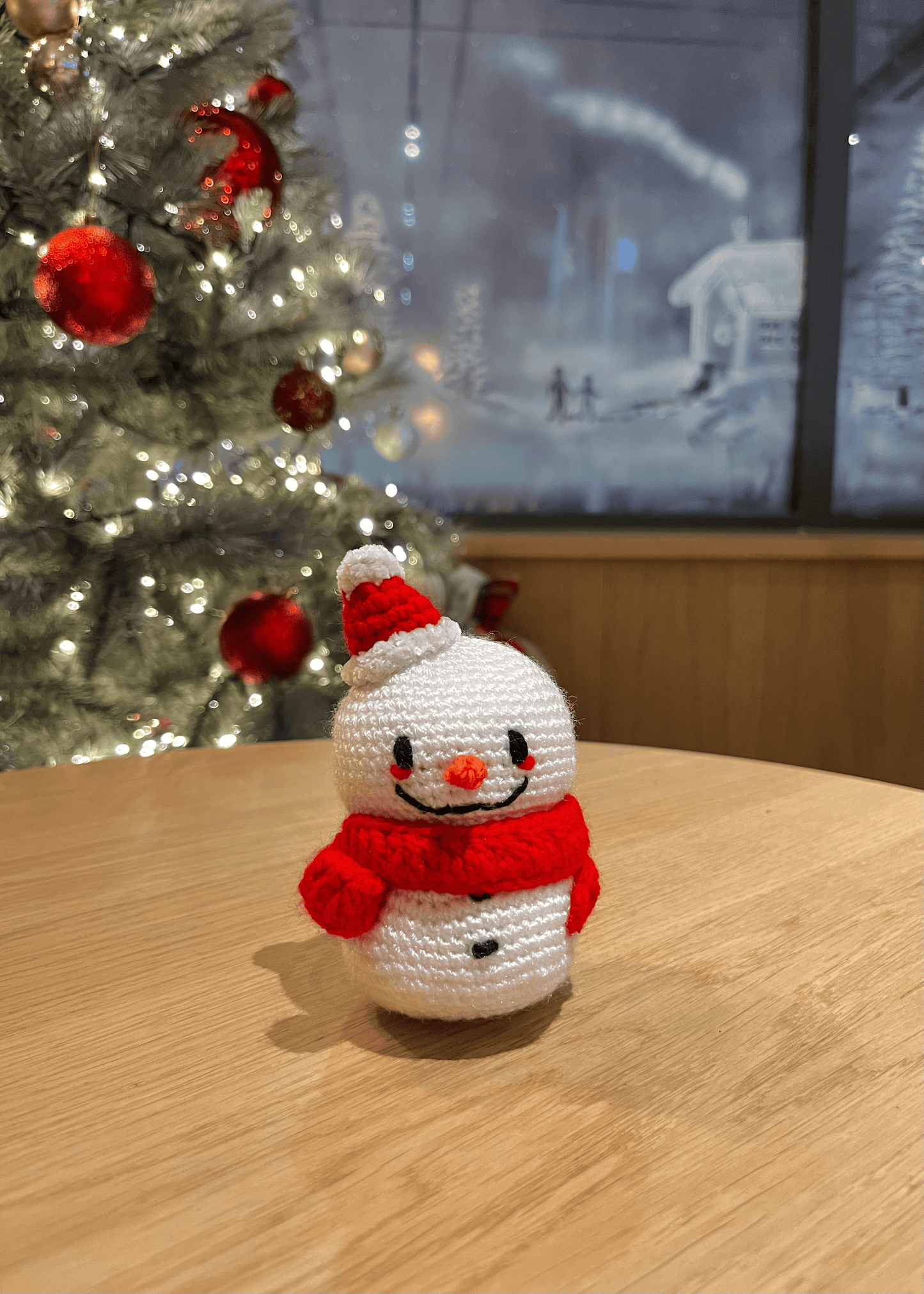 Handmade crochet snowman Christmas decoration for Christmas mantel, shelf and winter home decor