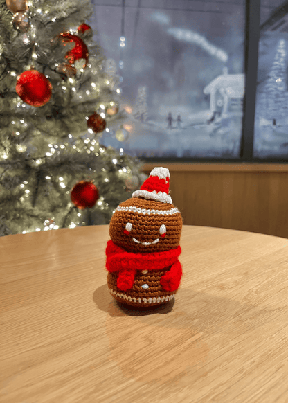 Handmade crochet gingerbread man Christmas decoration for festive home decor and Christmas displays