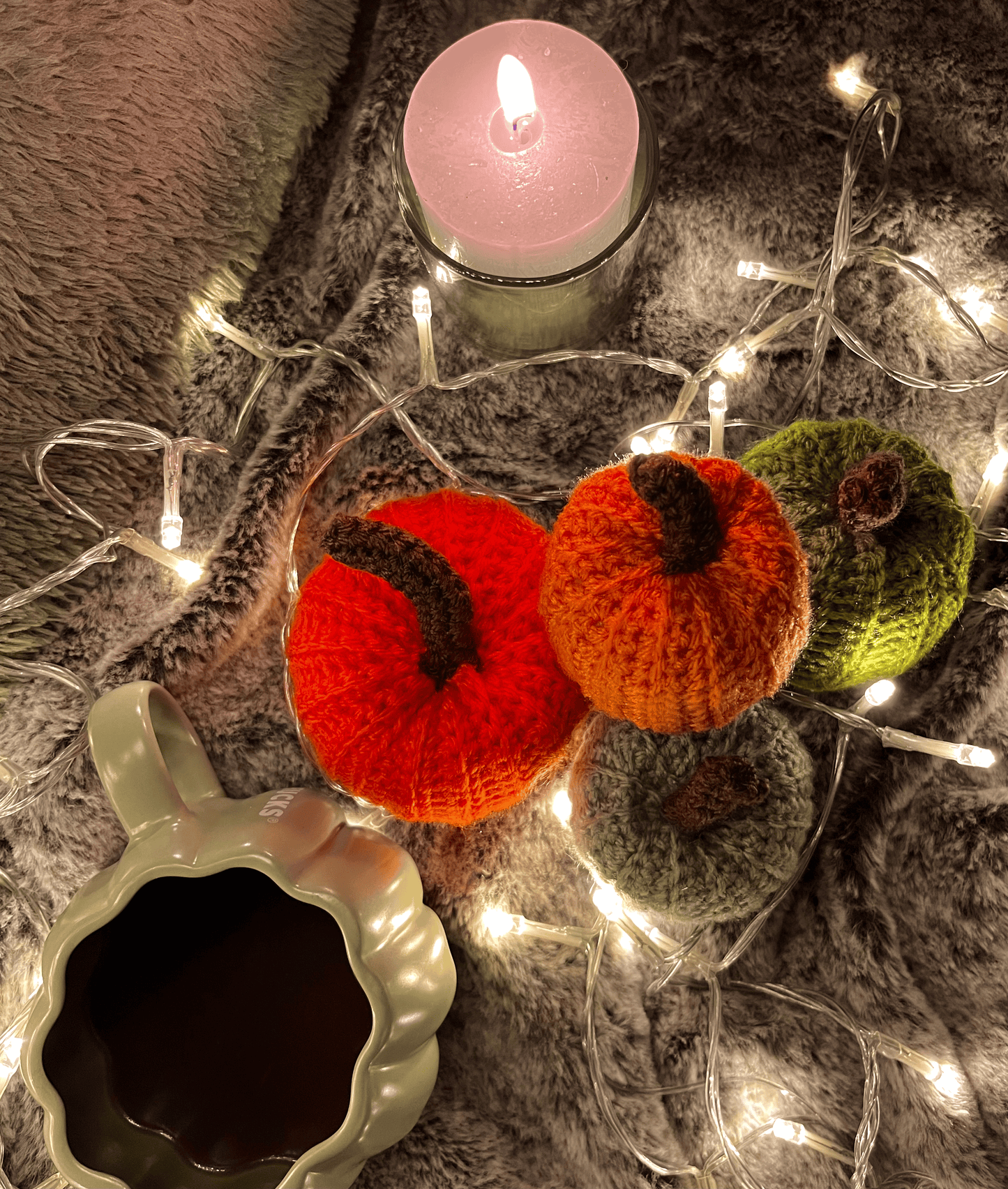 Handmade crochet pumpkin assortment for autumn and Halloween home decor, seasonal pumpkin decorations in warm colours