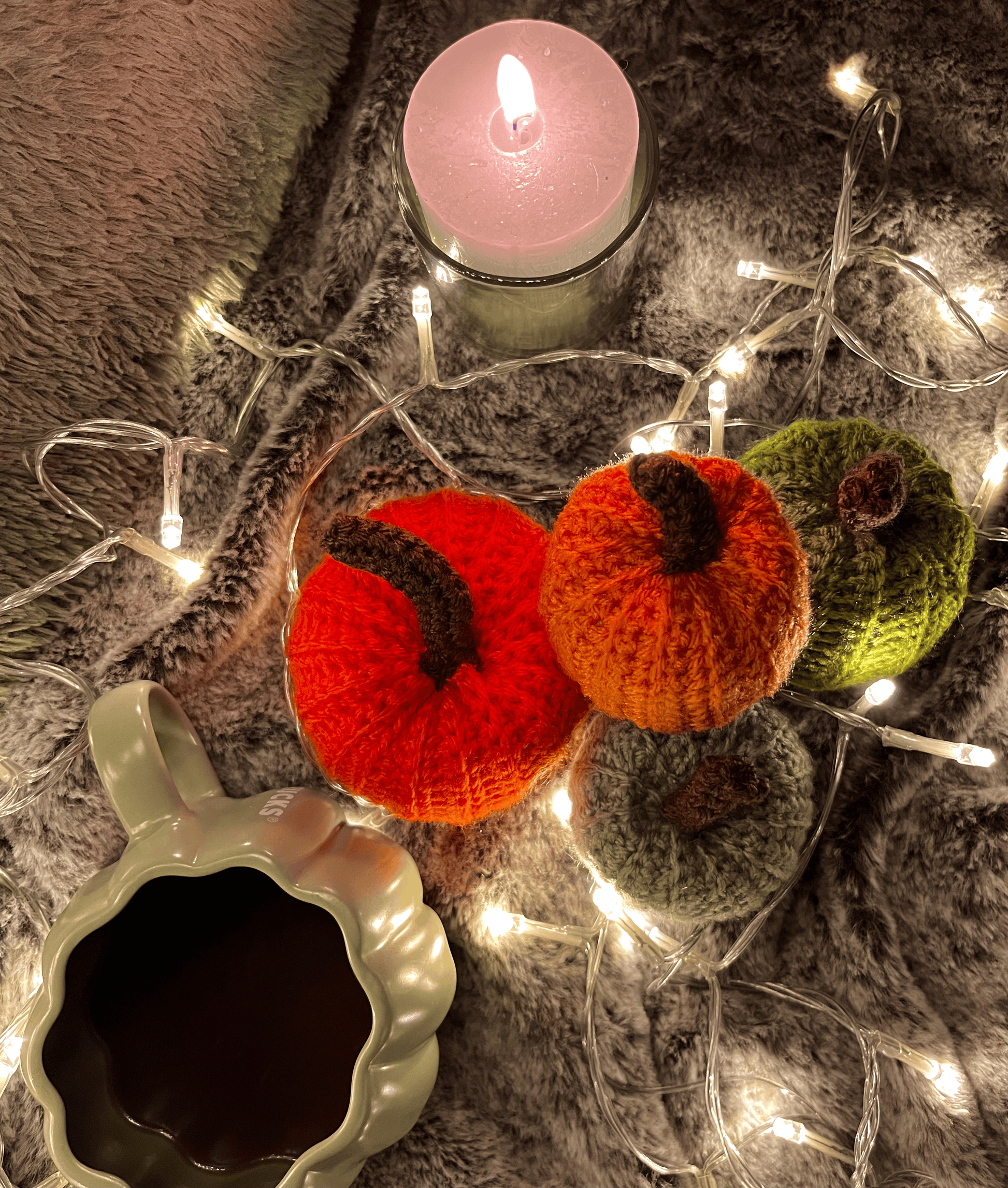 Handmade crochet pumpkin assortment for autumn and Halloween home decor, seasonal pumpkin decorations in warm colours