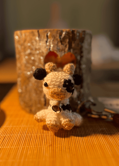 Handmade crochet cow keychain Holstein Friesian animal keyring crochet bag charm cute handmade crochet accessory UK