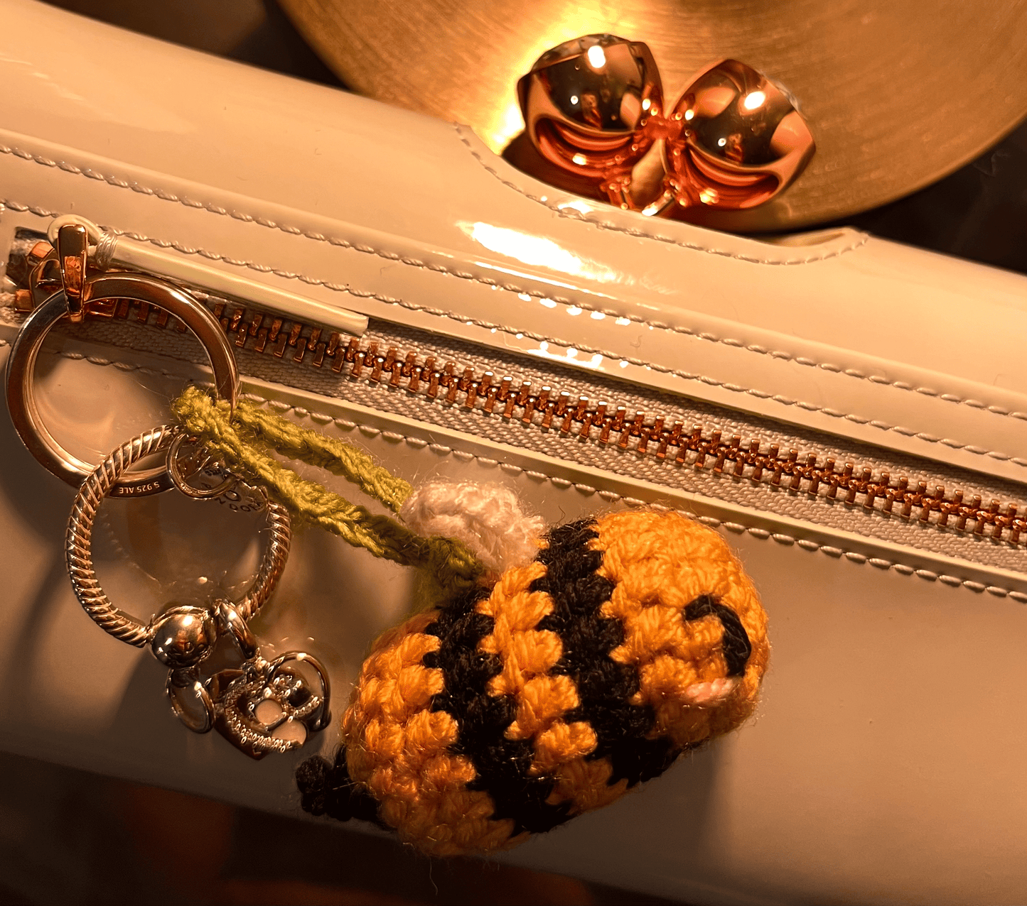 Handmade Crochet Bumblebee Keychain Bee Keyring Cute Crochet Bag Charm Animal Keyring UK