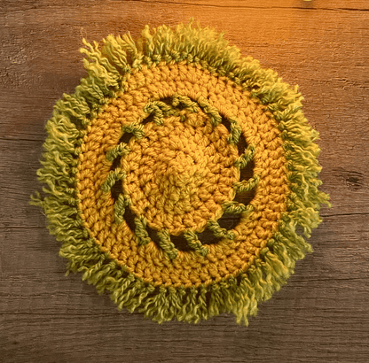 Handmade Crochet Coaster with Frills Cottagecore Mug Coaster Crochet Home Decor Boho Home Accessory Tea & Coffee Coaster UK