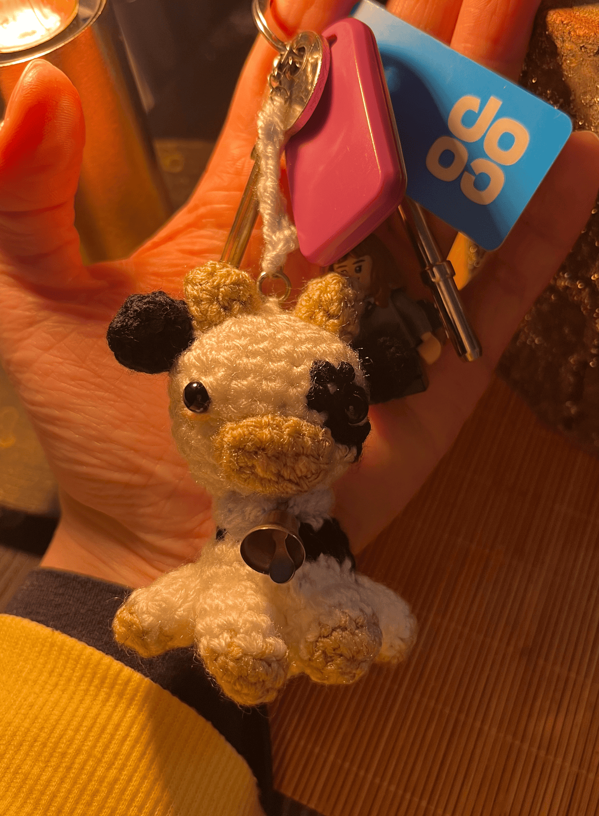 Handmade crochet cow keychain Holstein Friesian animal keyring crochet bag charm cute handmade crochet accessory UK