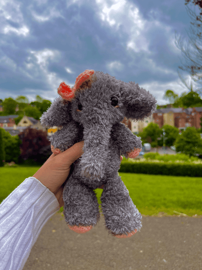 Handmade crochet elephant plush Nellie fluffy African elephant amigurumi safari animal toy handmade plushie UK