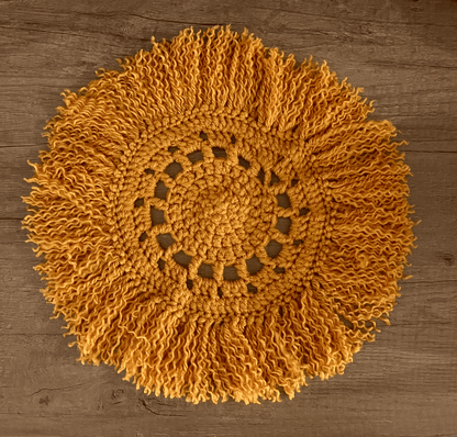 Large Handmade Crochet Coaster with Frills Cottagecore Crochet Home Decor Boho Tea Coaster Handmade Housewarming Gift UK