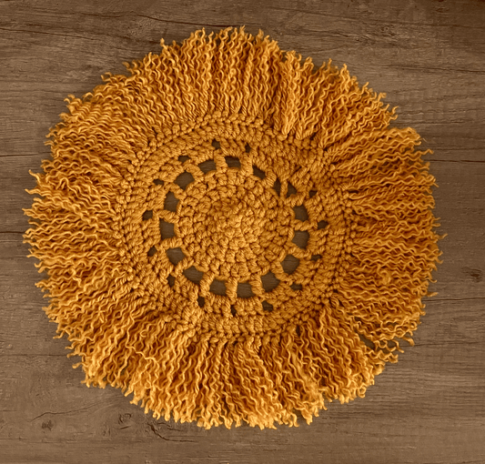 Large Handmade Crochet Coaster with Frills Cottagecore Crochet Home Decor Boho Tea Coaster Handmade Housewarming Gift UK