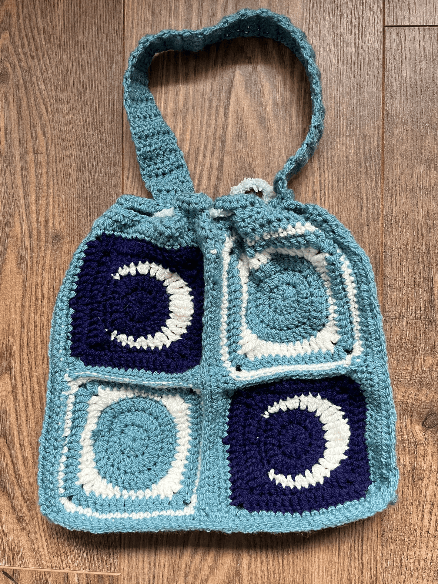 New Moon handmade crochet shoulder tote bag with crocheted handles