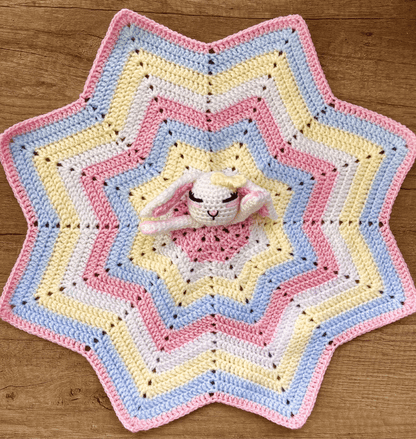Handmade Crochet Bunny Baby Comforter Soft Baby Comfort Toy Crochet Lovey Baby Shower Gift New Baby Gift UK