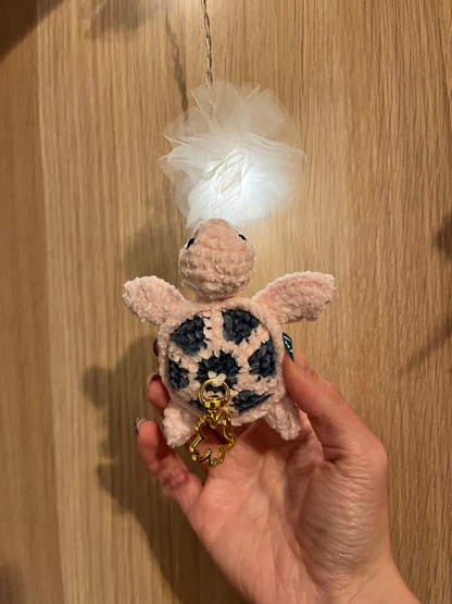 Mini handmade crochet sea turtle keyring and small marine life bag charm by Crafted by Light