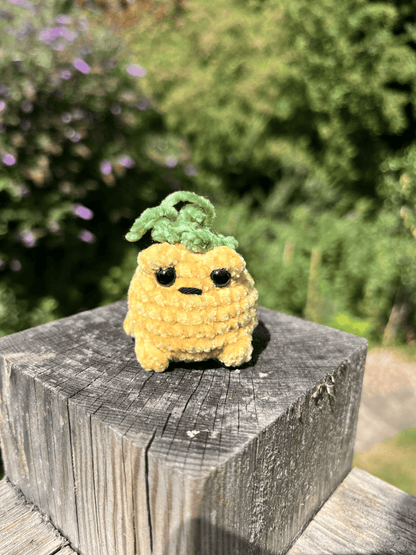 Yellow Mini Toadmato crochet frog keyring and handmade toad bag charm