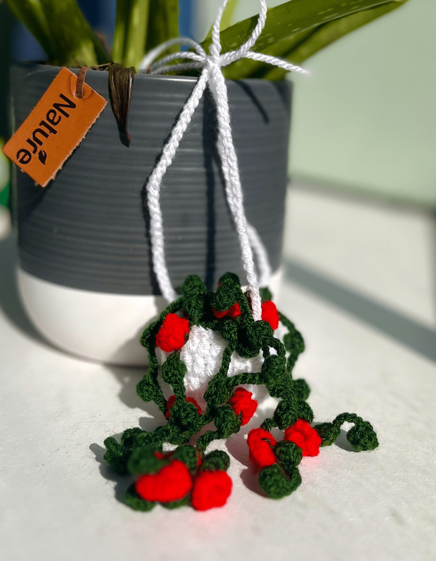 Handmade Crochet Flower Hanging Basket Rose and Mandevilla Crochet Home Decor Mother's Day Gift for Mum Cottagecore Decoration UK