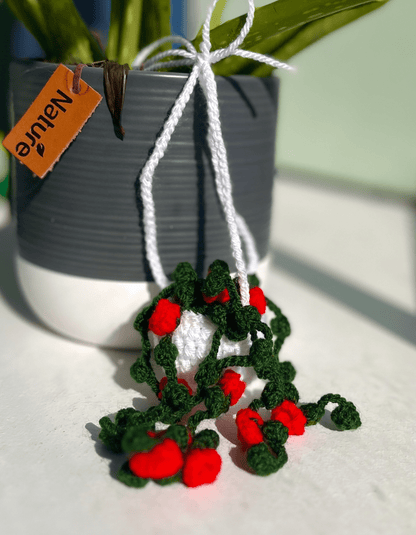 Handmade Crochet Flower Hanging Basket Rose and Mandevilla Crochet Home Decor Mother's Day Gift for Mum Cottagecore Decoration UK
