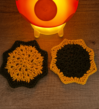 Handmade Crochet Octagram Coasters Set of Two Boho Crochet Decor Cottagecore Home Decor Rustic Handmade Coasters UK